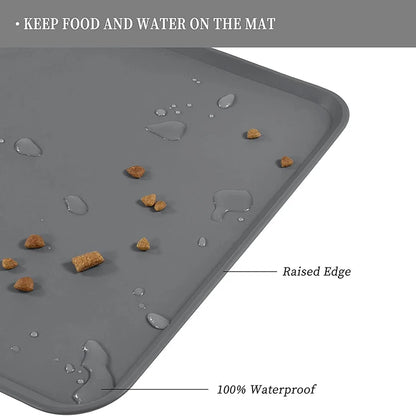 Mess-Free Pet Feeding Mat, Spill Proof Pet Food Mat, Easy Clean Pet Feeding Mat, Waterproof Pet Food and Water Mat.