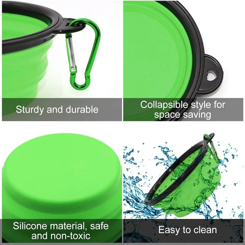 Portable Collapsible Pet Bowl, Collapsible Travel Pet Bowl, Portable Silicone Pet Food Bowl, Foldable Pet Water Bowl.