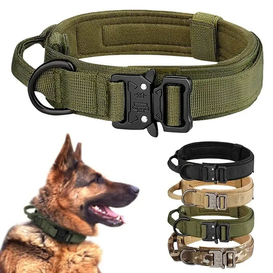 Tactical Nylon Dog Collar, Heavy Duty Tactical Dog Collars, Nylon Tactical Dog Collar with Handle, Military Grade Tactical Nylon Dog Collar.
