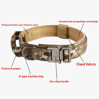 Tactical Nylon Dog Collar, Heavy Duty Tactical Dog Collars, Nylon Tactical Dog Collar with Handle, Military Grade Tactical Nylon Dog Collar.
