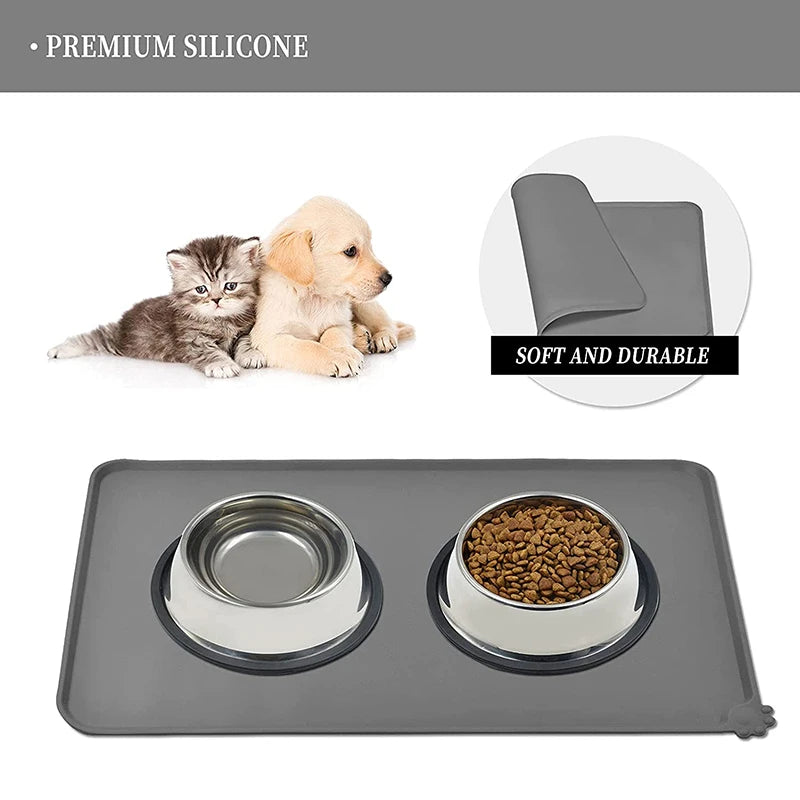 Mess-Free Pet Feeding Mat, Spill Proof Pet Food Mat, Easy Clean Pet Feeding Mat, Waterproof Pet Food and Water Mat.